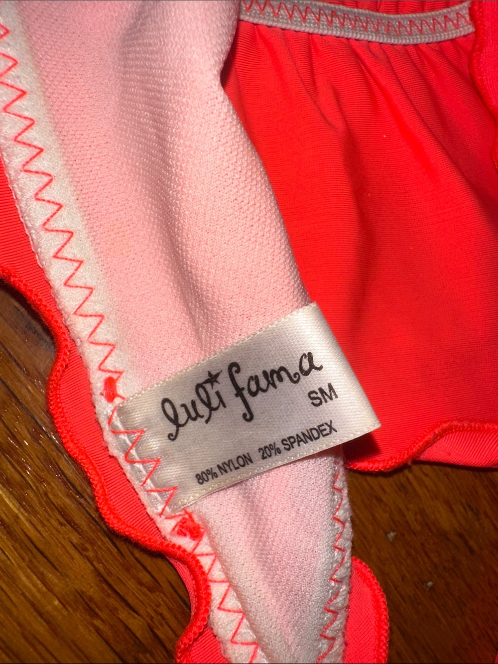 Luli Fama Neon Coral Ruffle-Edge Tie Bikini SET - Picture 10 of 12